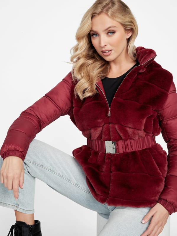 Mailene Faux Fur Jacket GUESS Factory Ca