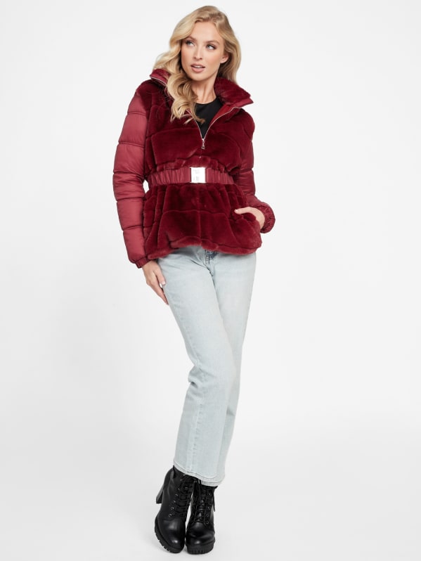 Mailene Faux Fur Jacket GUESS Factory Ca