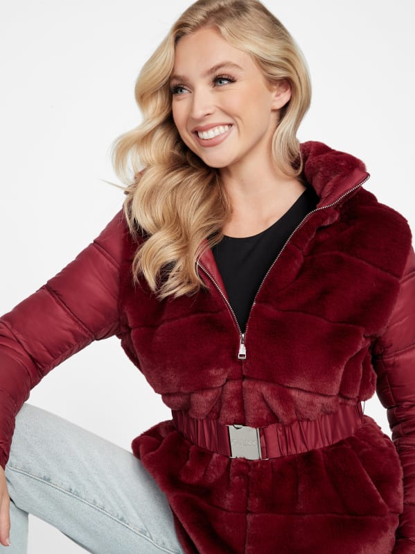 Guess rabbit fur jacket best sale