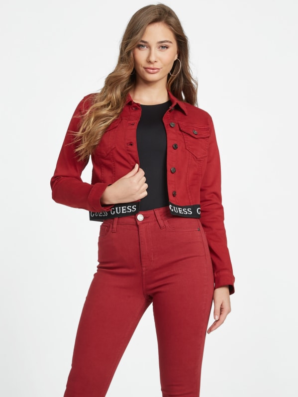 Guess red sale denim jacket