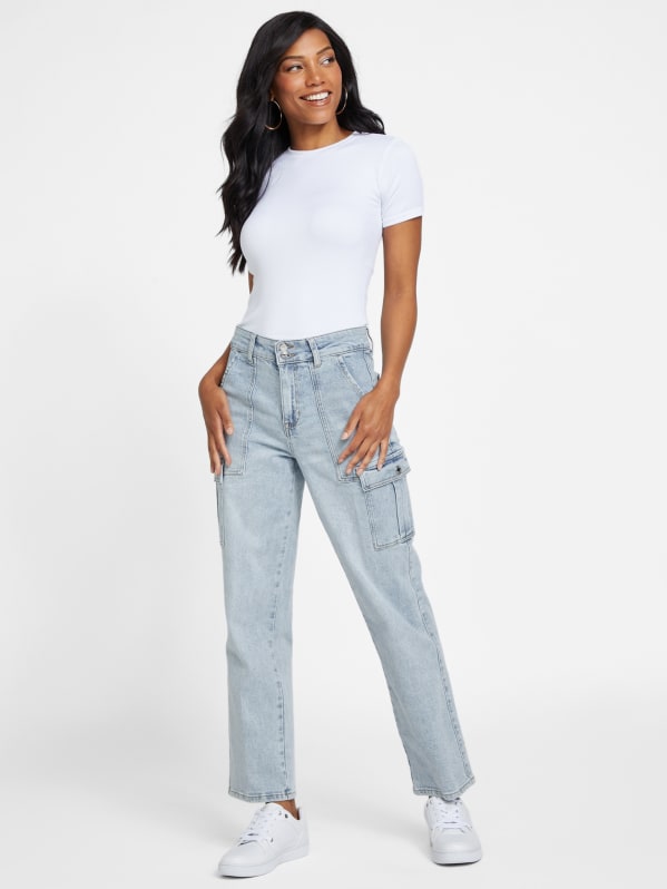 High waisted cargo jeans cheap