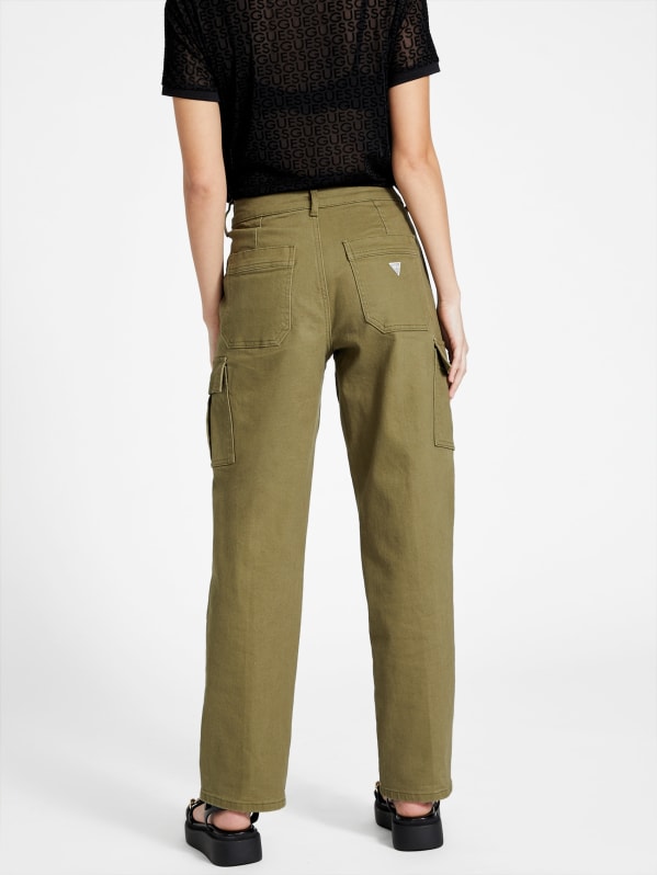 High waisted khaki cargo pants on sale