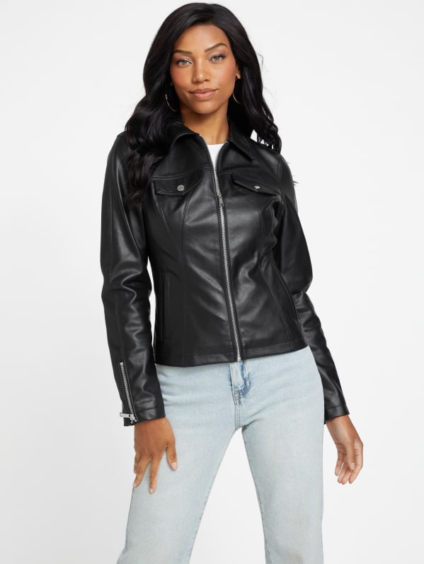 Guess faux leather cheap jacket womens