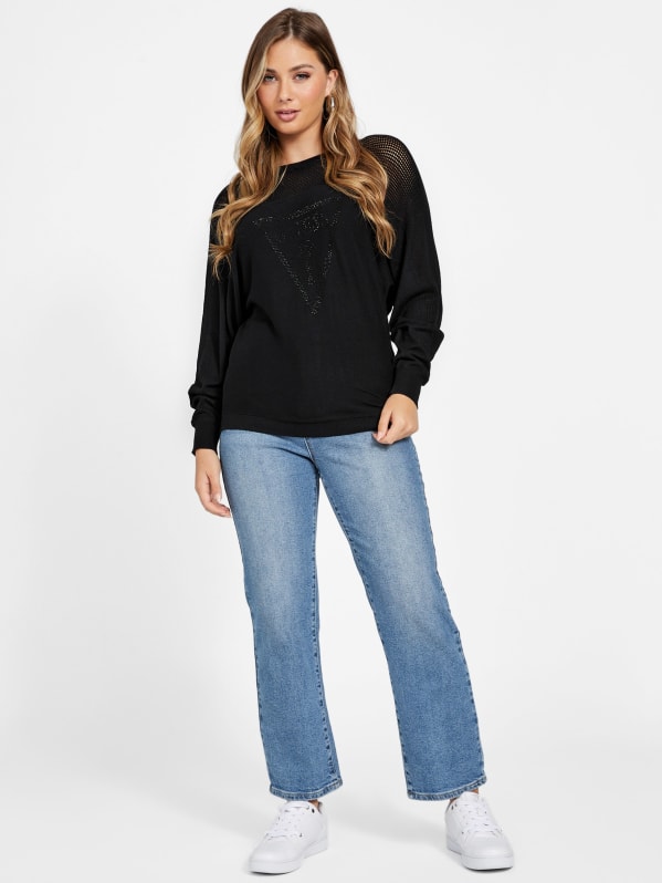 Lina Rhinestone Logo Sweater GUESS Factory