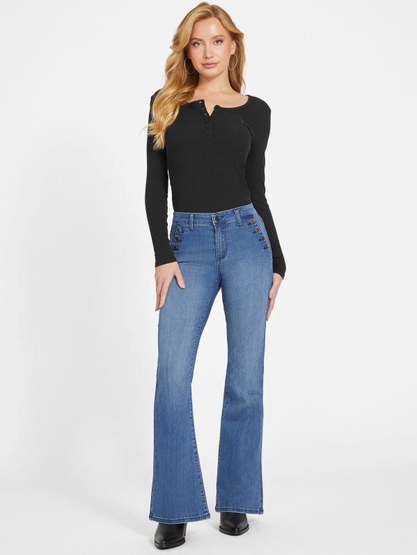 Wyatt Mid-Rise Sailor Flare Jeans | GUESS Factory Ca