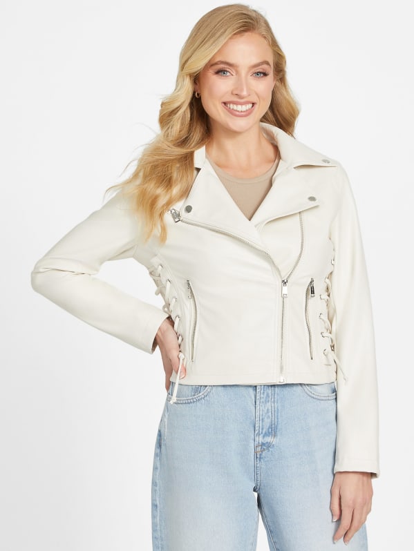 White faux leather jacket hot sale