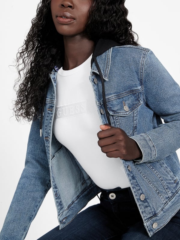 Eco Stella Hooded Denim Jacket | GUESS Factory