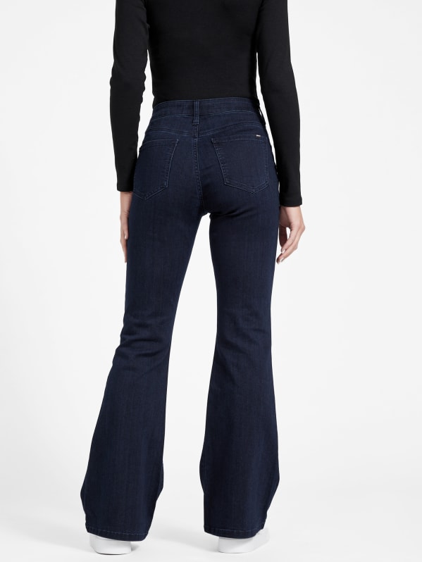 Farrah High Rise Button Front White Flare Jeans – Aqua Bay Swim Co