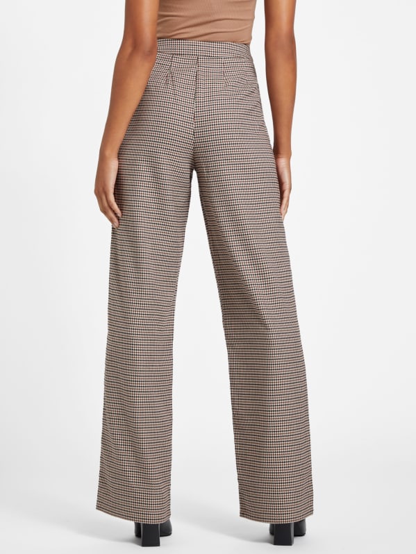 Houndstooth wide clearance leg trousers
