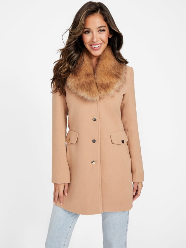 Oralia Faux Fur Shawl Coat GUESS Factory Ca
