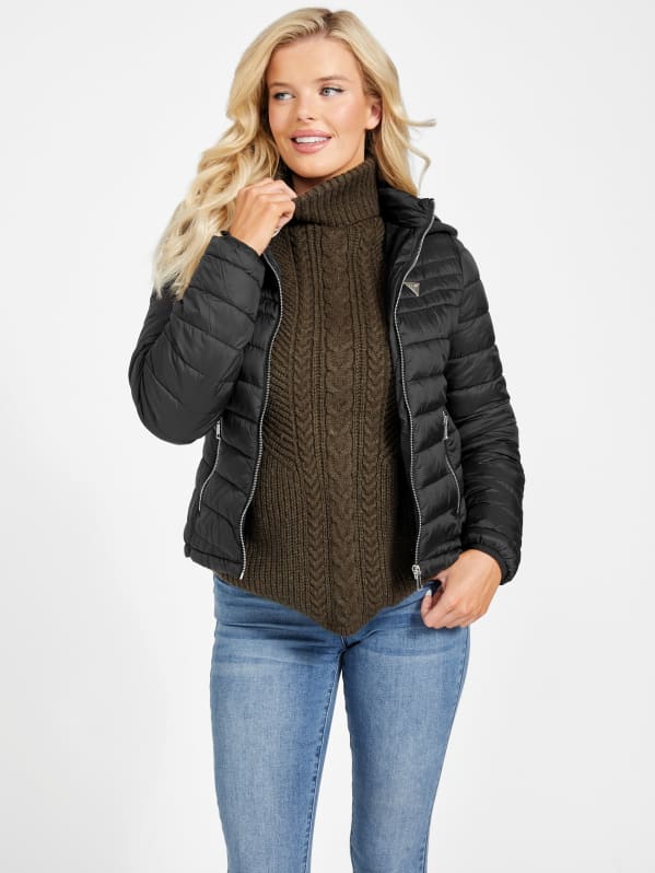 GUESS Women's Plus Size Hooded Puffer Coat - Macy's