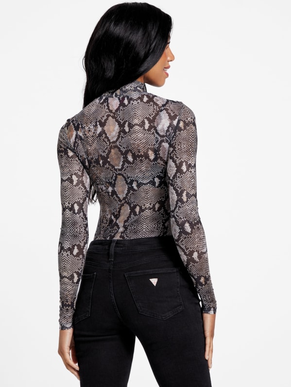 Eco Era Snakeskin Mesh Top | GUESS Factory Ca