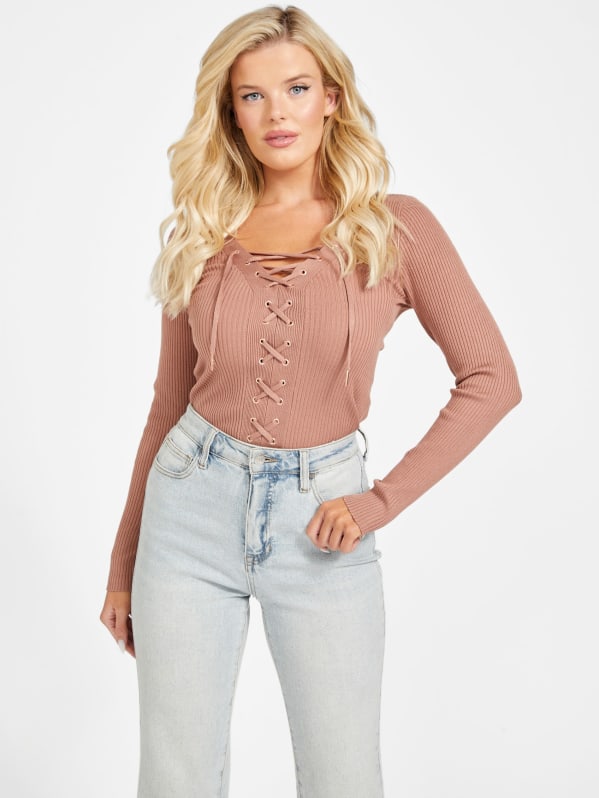 Cody Lace Up Sweater GUESS Factory