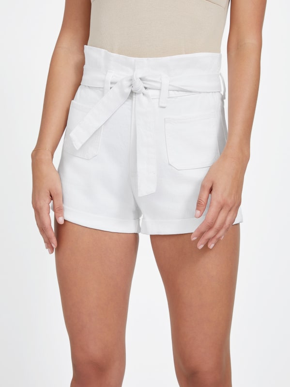 Jillian High Rise Paperbag Denim Shorts GUESS Factory Ca