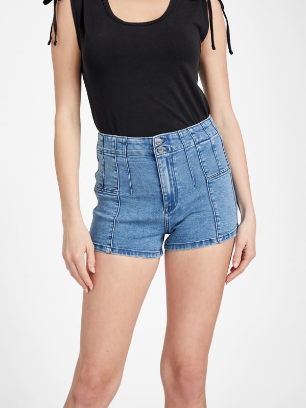 Eco Della High-Rise Corset Denim Shorts