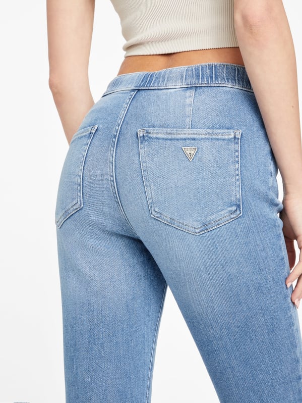 High waisted jean joggers on sale