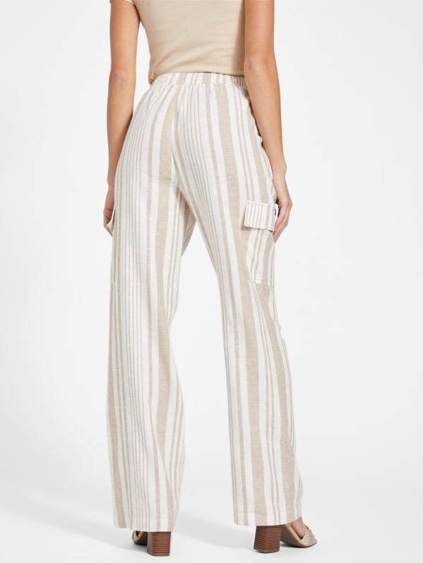 WOMEN'S LINEN BLEND EASY PANTS (STRIPED)