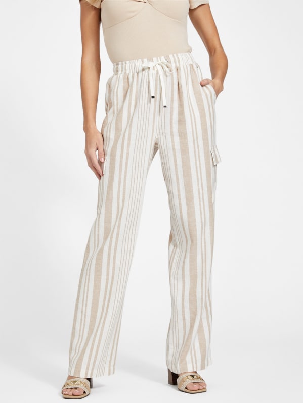 Guess Striped Pants Wide Leg Trousers Adult Small Womens