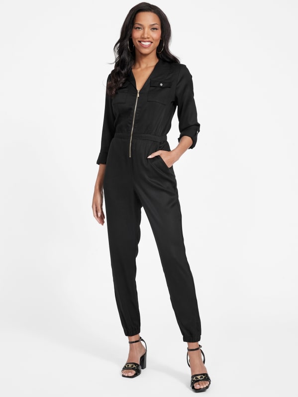 GUESS Womens Midnight Magic Bodysuit Jumpsuit, Black, X-Small 