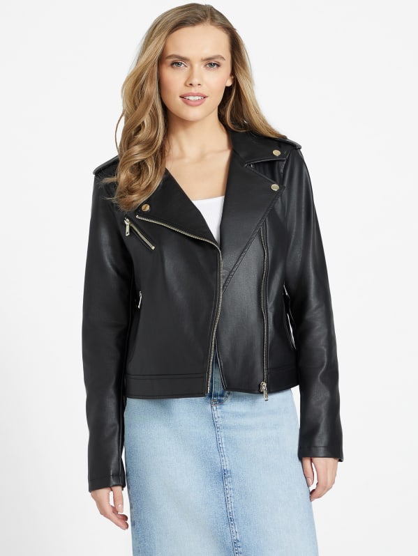 Guess asymmetrical new arrivals leather moto jacket