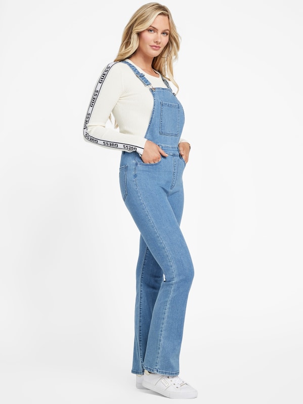 White flared dungarees 2025