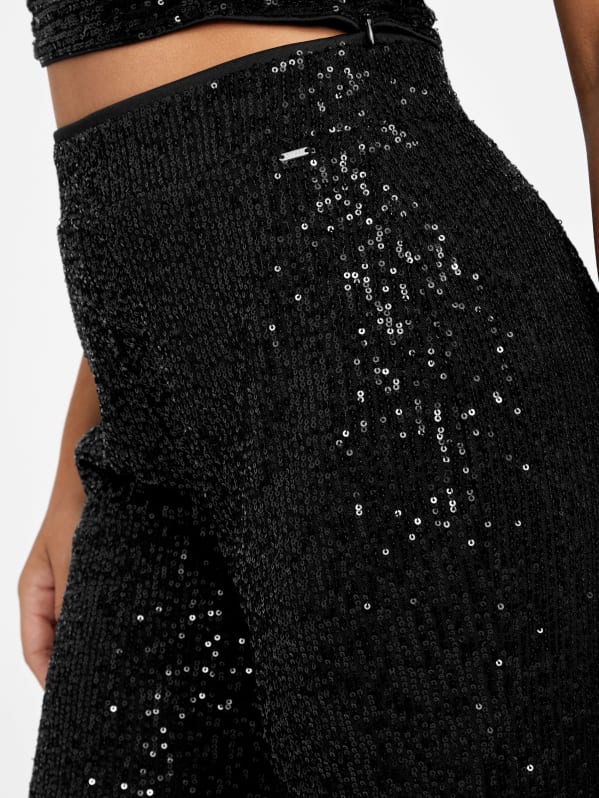 Posijego Womens Sequin Pants Sparkly High Waisted Plus Size Wide