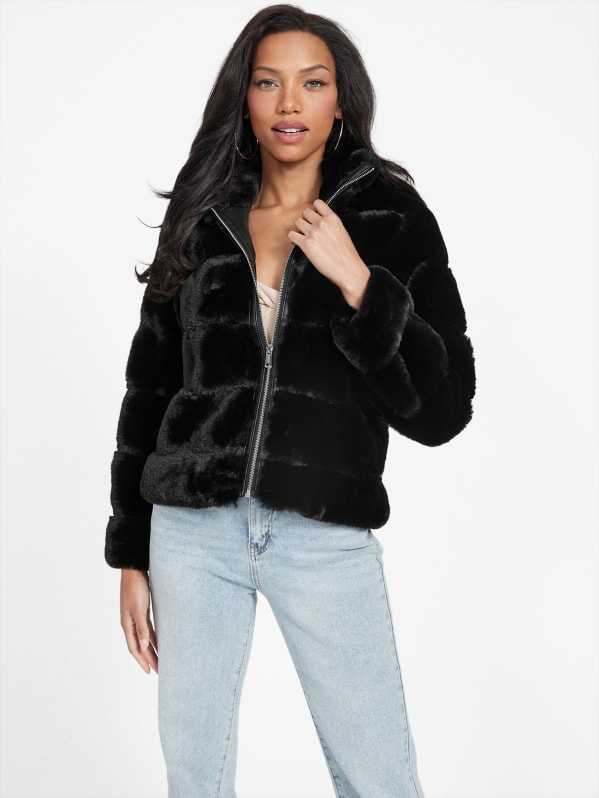 Langer Faux Fur Puffer Jacket GUESS Factory