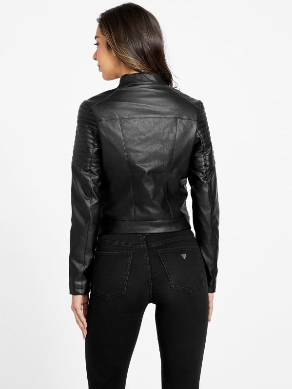 Black Faux Leather Biker Jacket