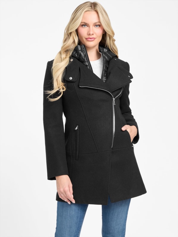 Wool blend coat with belt top