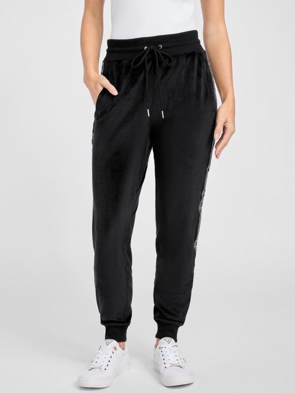 Grey velvet joggers clearance