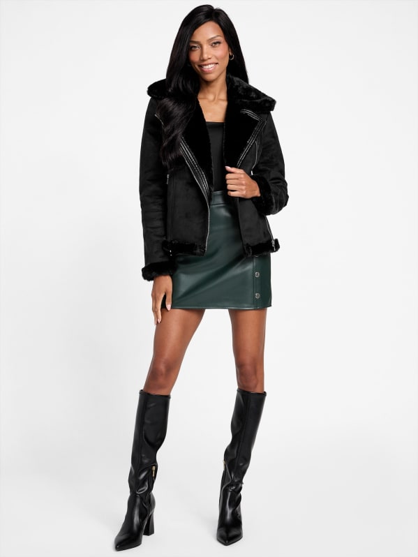 Factory Marvine Shearling Jacket Black S