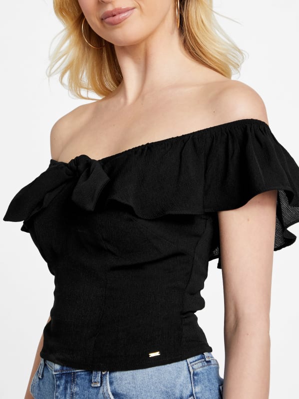 Juno Off-the-Shoulder Crop Top | GUESS Factory