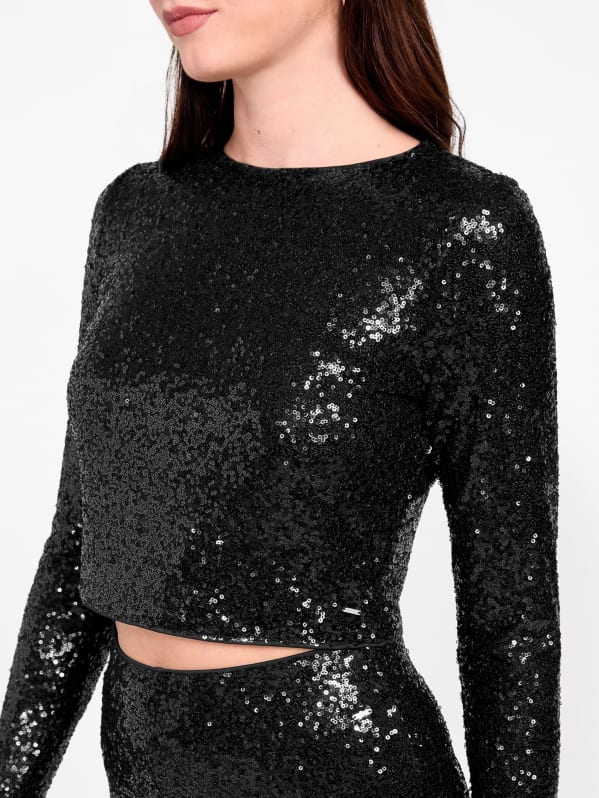 GUESS Factory Hallie Sequin Crop Top