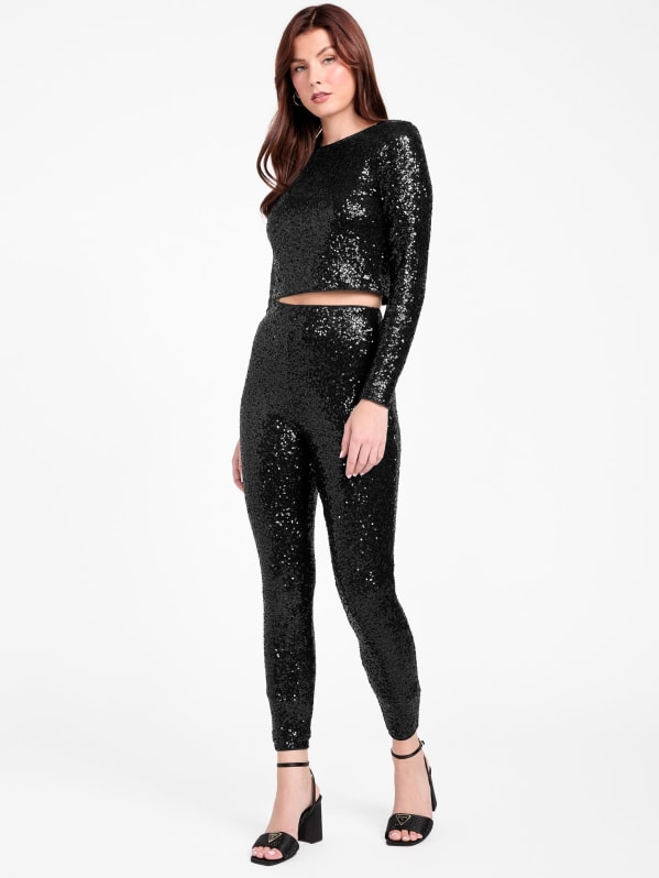 GUESS Factory Hallie Sequin Crop Top