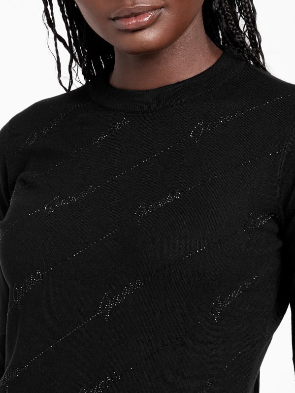 Peggy Rhinestone Logo Sweater | GUESS Factory