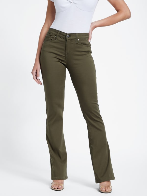 Green bootcut jeans clearance