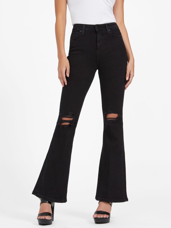 Black Flare Denim Jeans Mid rise