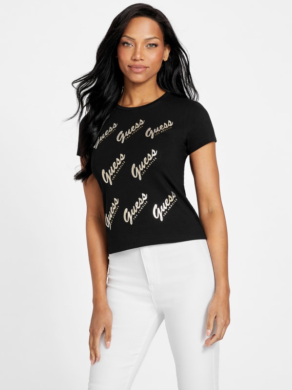 Guess logo tee womens outlet