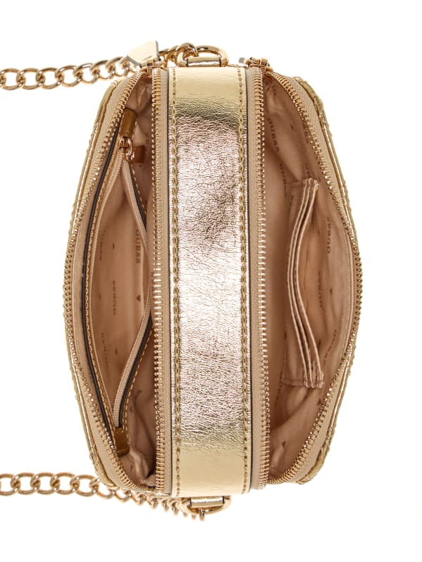 GUESS Giully Quilted Camera Crossbody Gold One Size