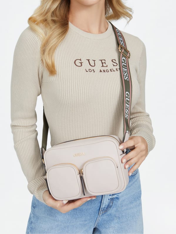 Guess Factory Pennywise Top Zip Crossbody in Natural