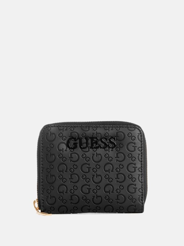 Factory Bowie Debossed Zip around Wallet Black One Size