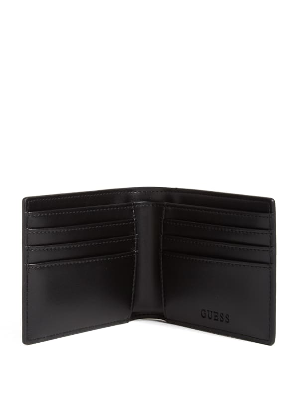 Factory Slim Logo Striped Bifold Wallet - Black