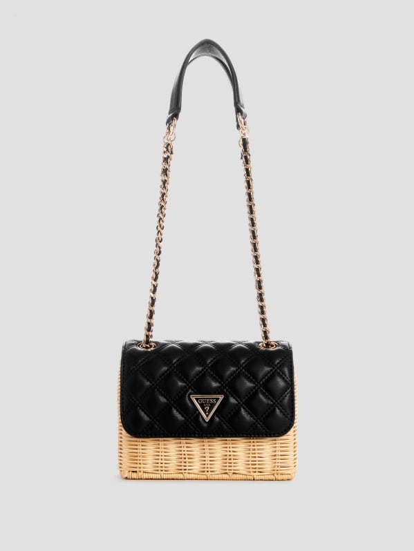 Guess Giully Straw Convertible Crossbody Blue One Size