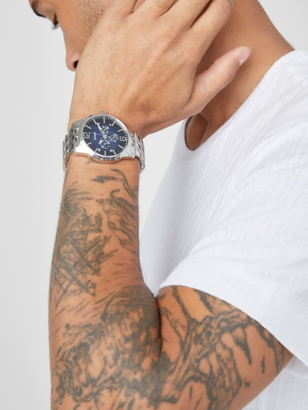 Silver Tone Multifunction Watch GUESS Factory Ca