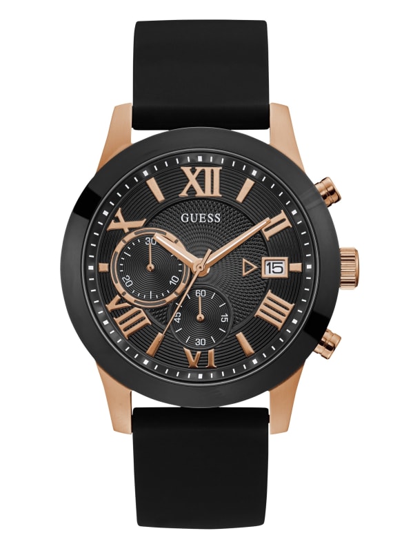 GUESS Women's Rose Gold-Tone and Denim Multifunction Watch