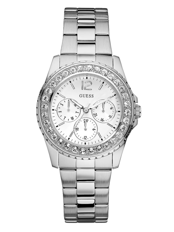 Silver Tone Multifunction Watch GUESS Factory Ca
