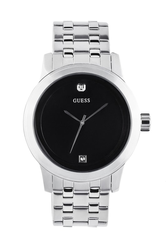 Black and Silver Tone Diamond Dress Watch GUESS Factory