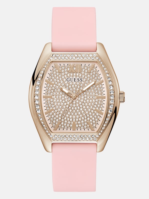 Factory Gold Tone And Pink Barrel Analog Watch Pink