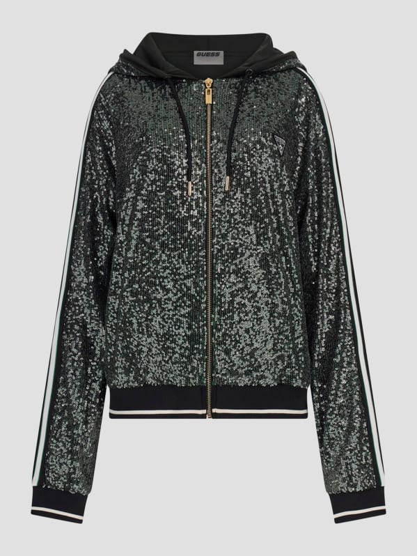 Sequin zip up hoodie sales