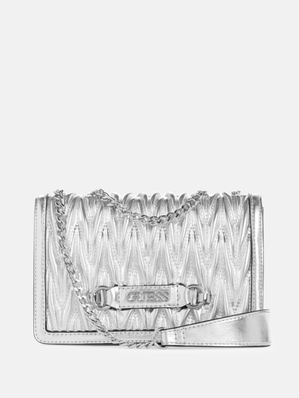 Bleu Metallic Quilted Crossbody GUESS Factory